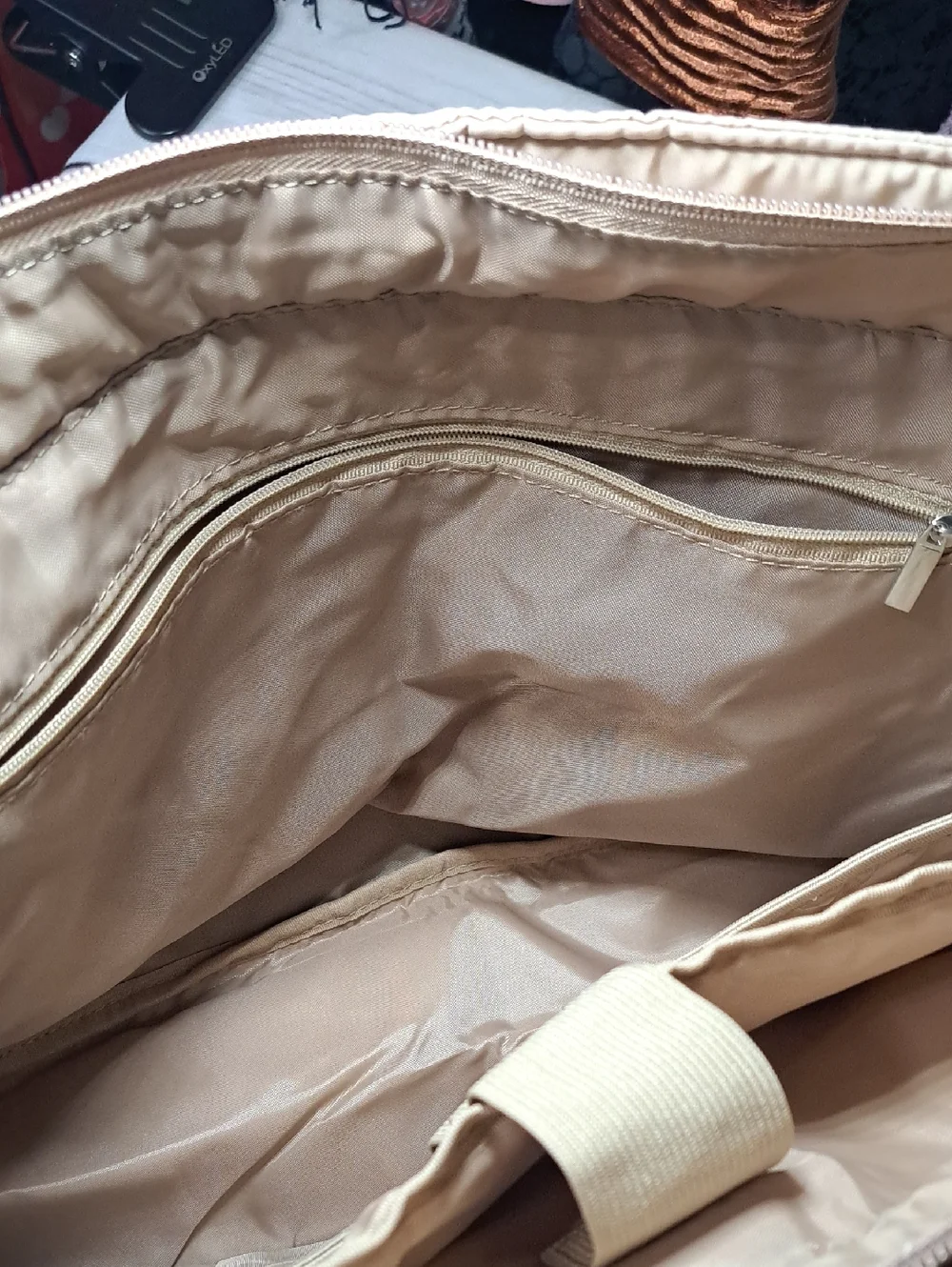 Quilted Beige Tote Laptop Travel Bag